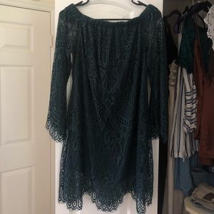 Green off the shoulder dress